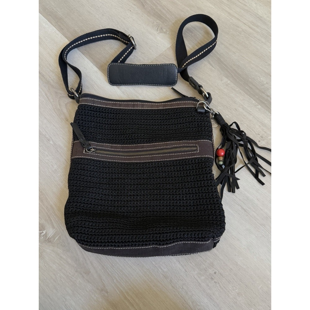 The Sak Lucia Black Crochet Crossbody Bag Boho Festival Indie Y2K VSCO girl